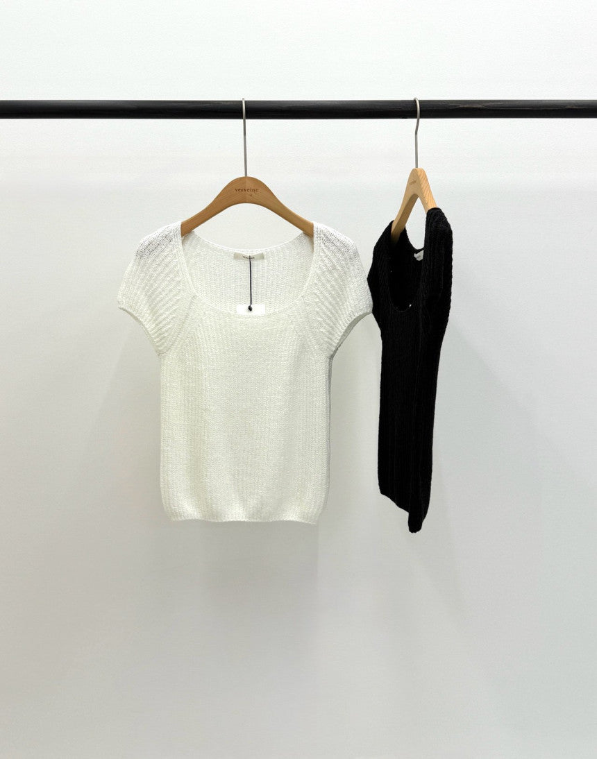 Loe square neck drop shoulder knit-2col