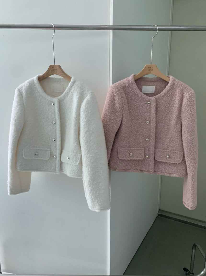 snug wool tweed jacket-2col