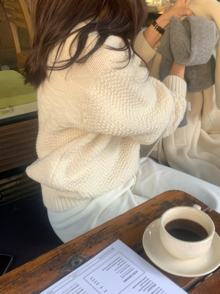 Brick wool cable knit-3col