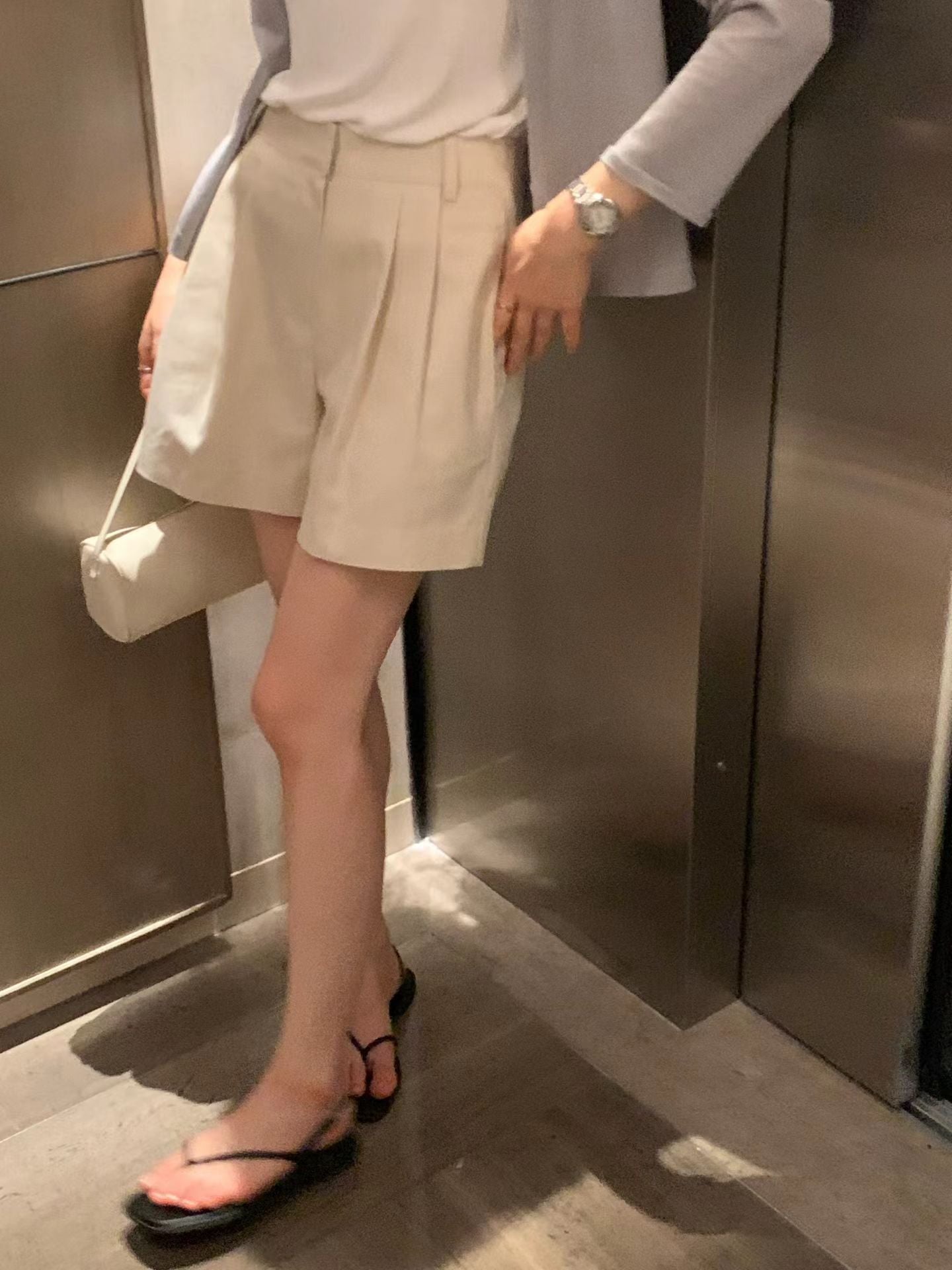creambeige-s即納 Ounce day two tuck short-3col