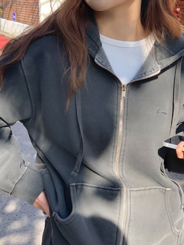 pigment fleece dying hood zip up&pants