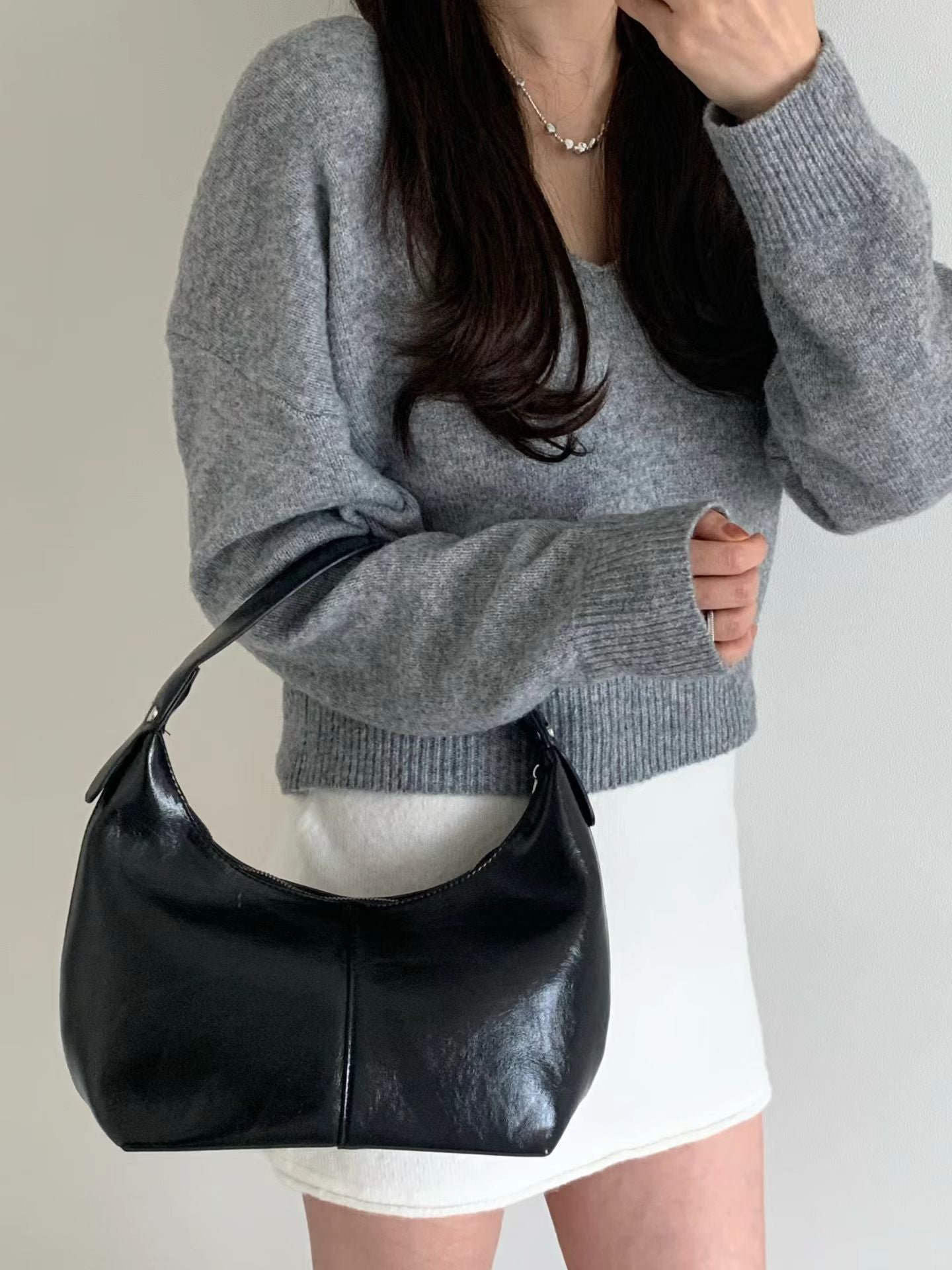 Glossy Mini Hobo Bag