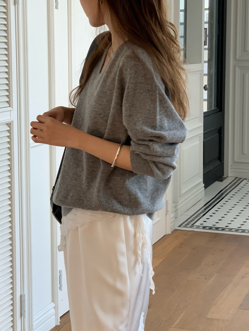 Adele wholegar cash v-neck knit-5col