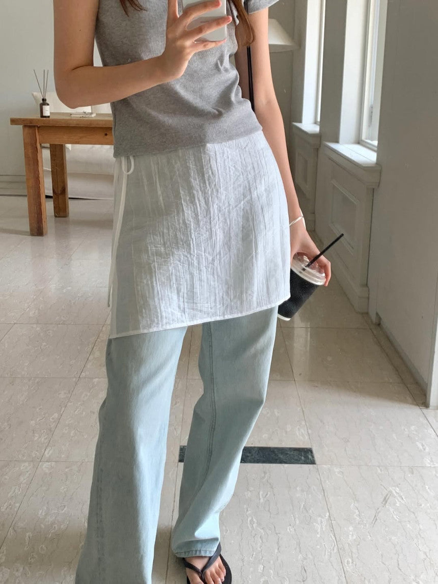 Butter rayered wrap skirt-3col