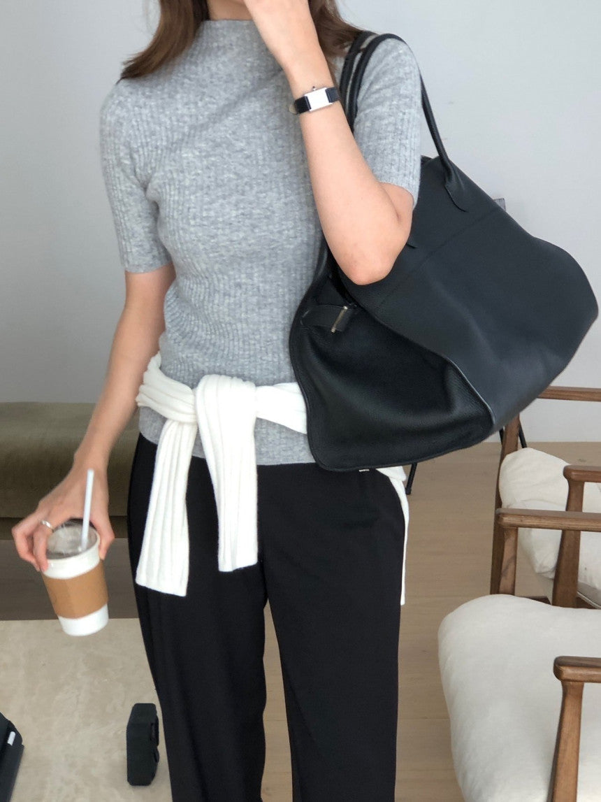 cashmere mockneck half knit-5col