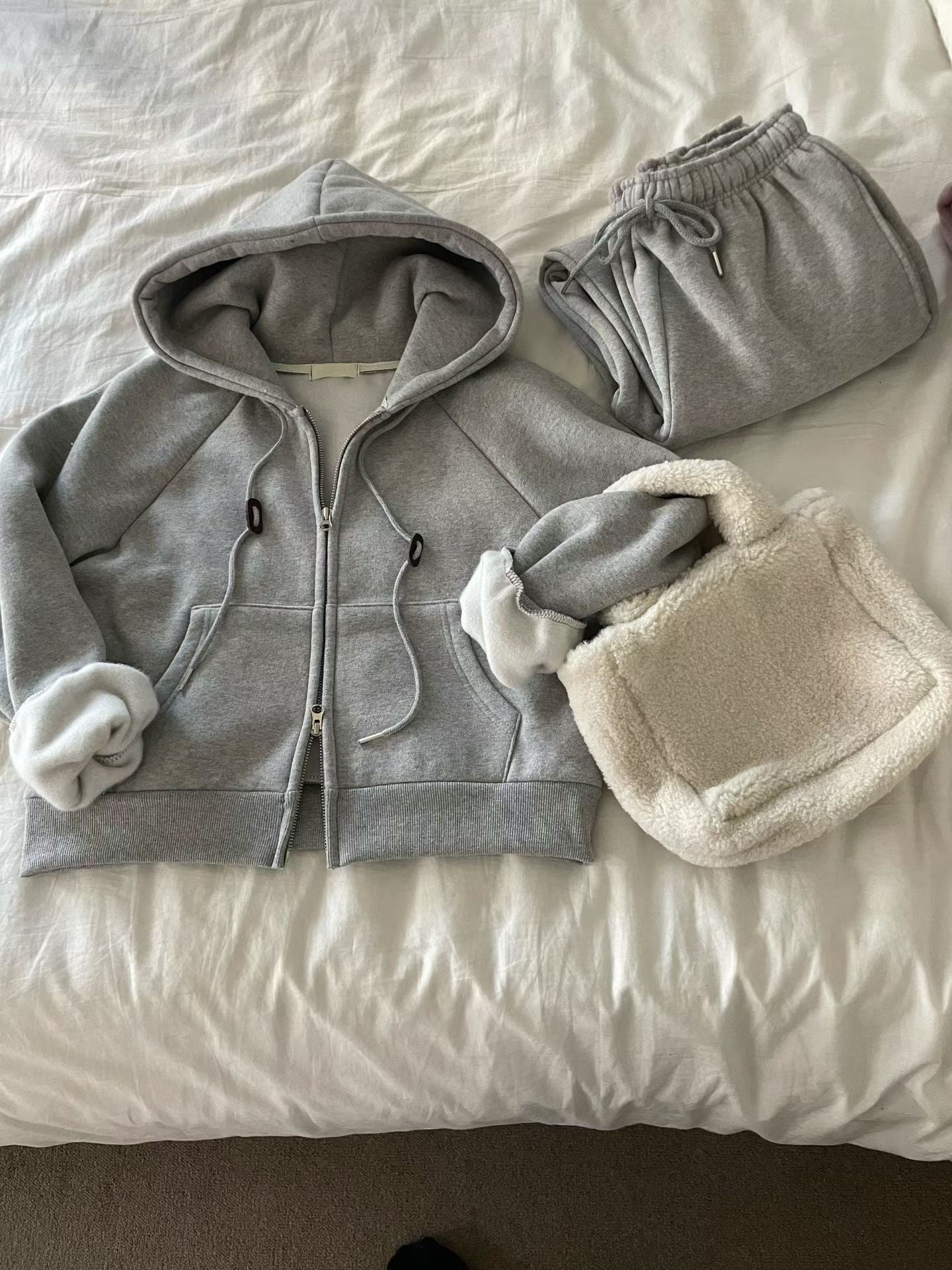 slow gimo joggerpants&hood zip up-4col