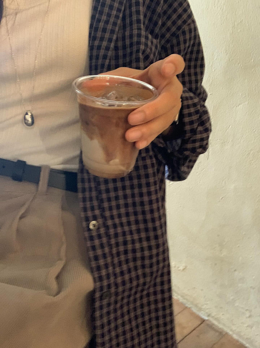 liter mocha check shirt-2col