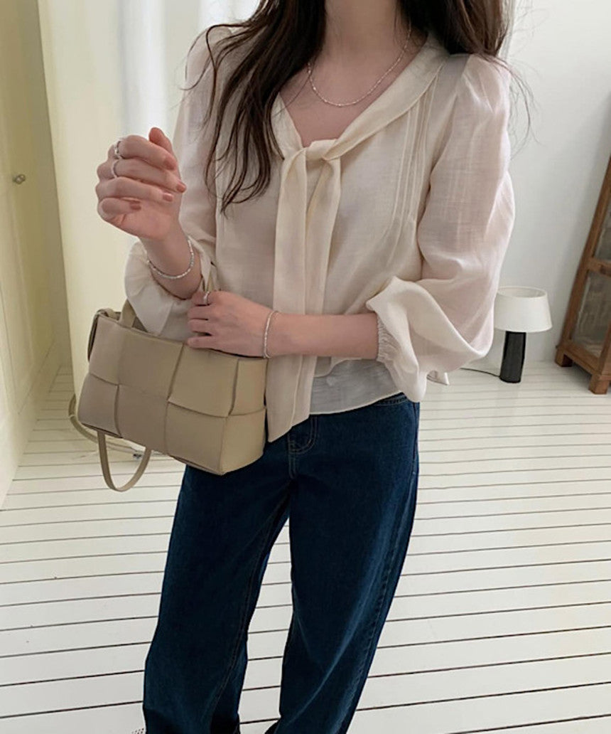 rose tie blouse-2col