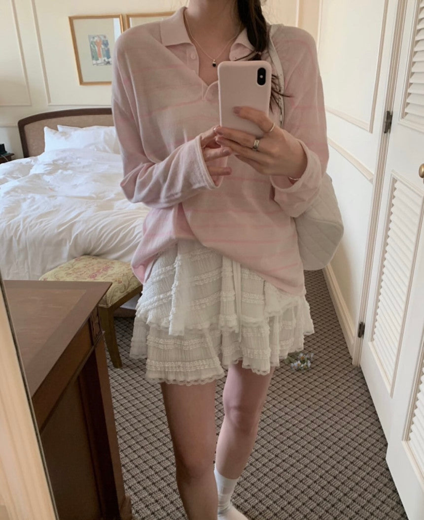 light yellow即納 Emily colla linen knit-3col