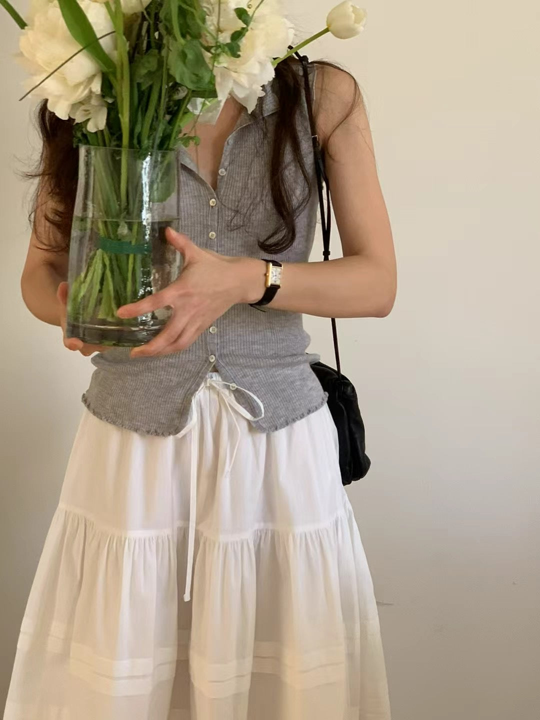 Ounce silk mori knit sleeveless-2col
