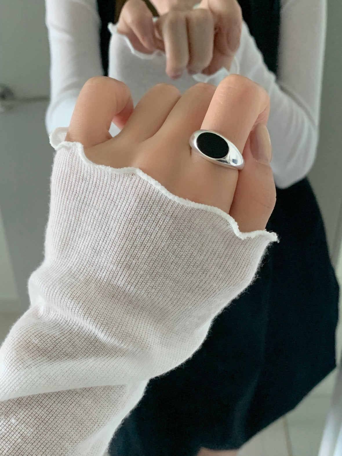 Black Onyx Open Ring