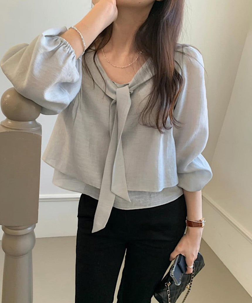 rose tie blouse-2col