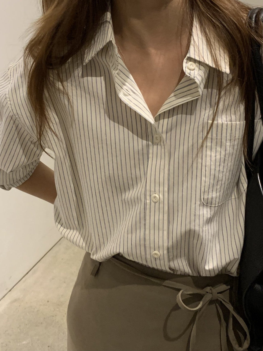 Ore pin stripe shirt-2col