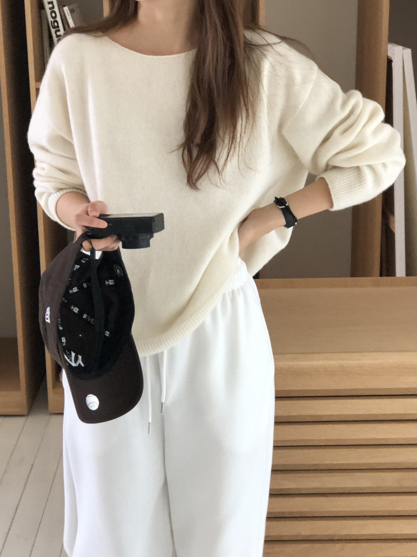 Elin cashmere wholega boat neck knit-4col