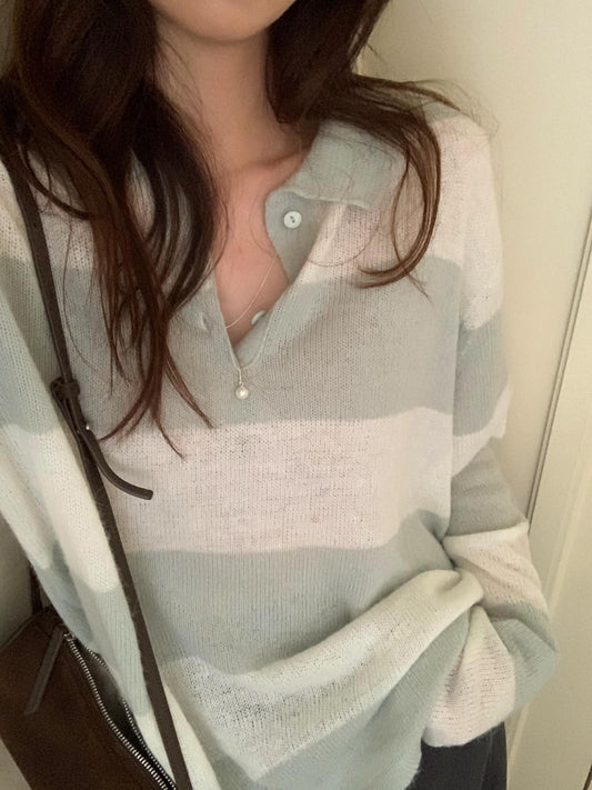 Muffin stripe knit-2col