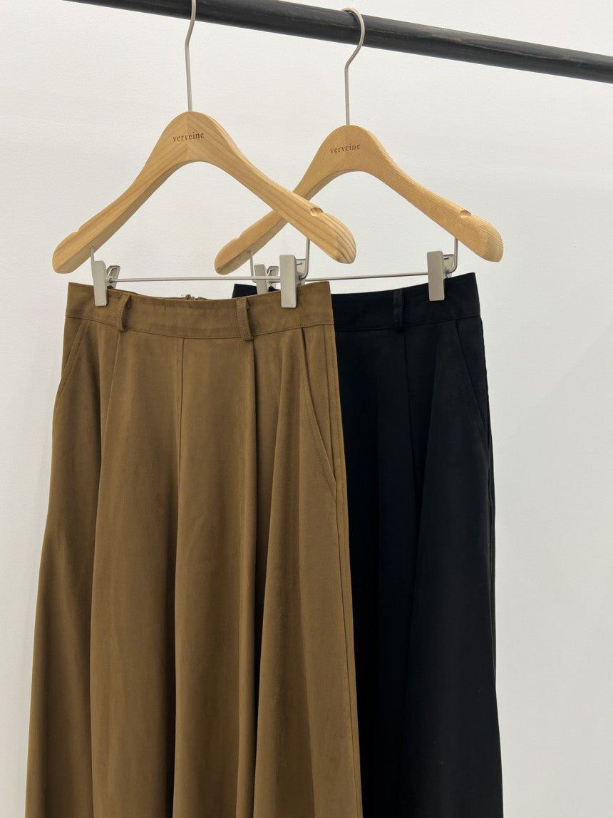 Rouelle suede flare skirt-2col