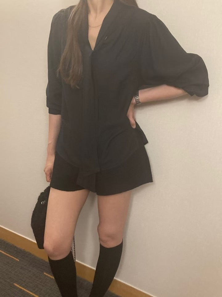 Sofia tie blouse-2col