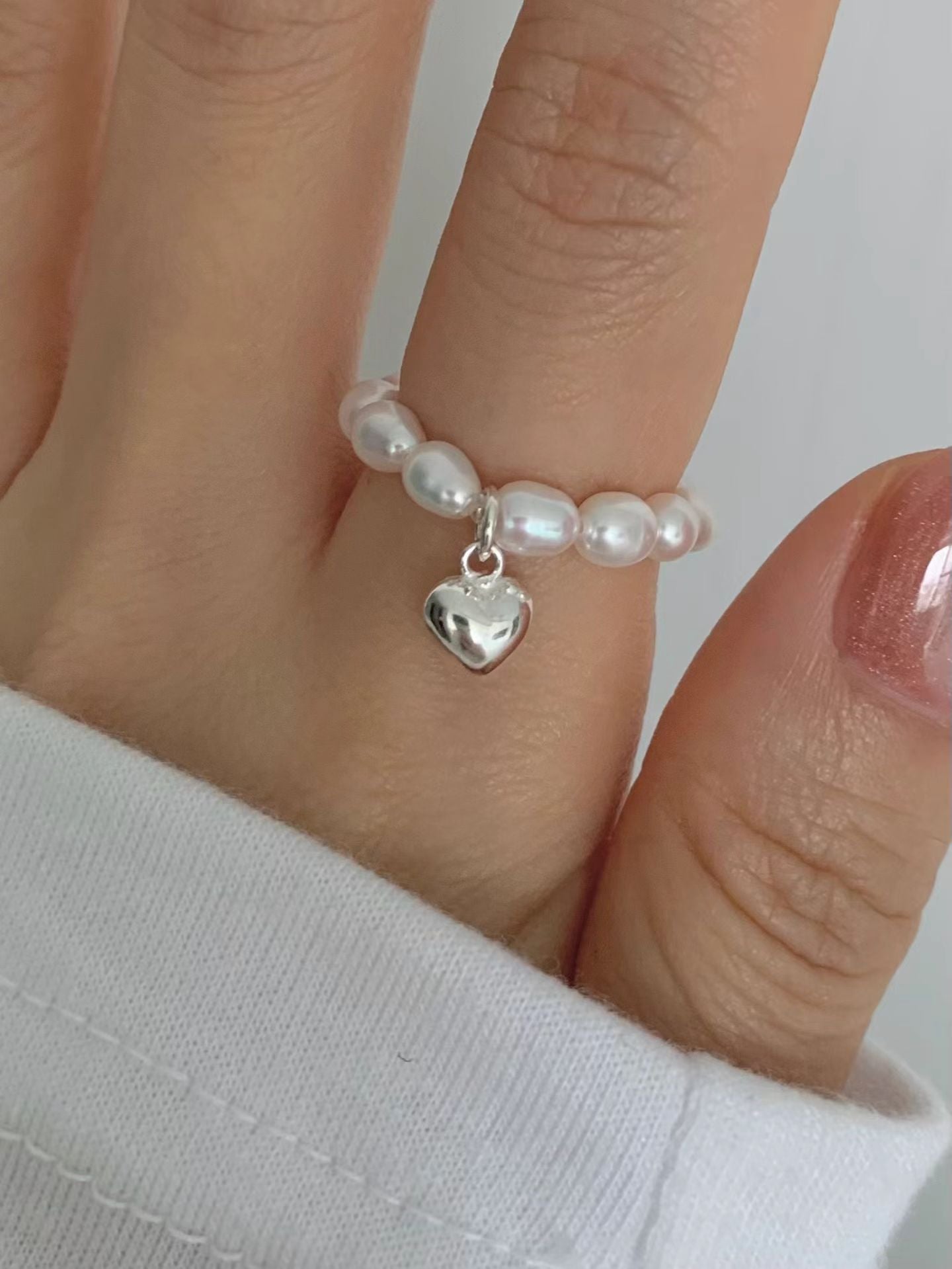 Heart pearl ring