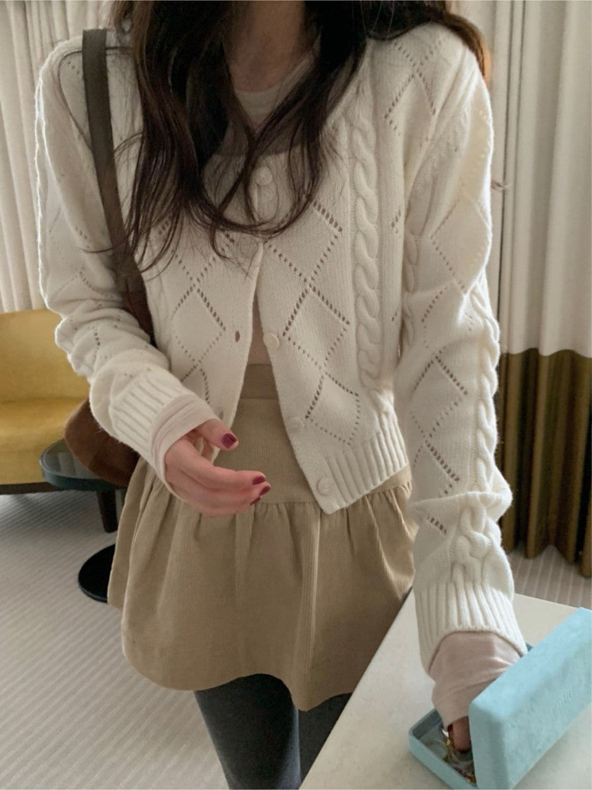 Corduroy frill skirt-2col