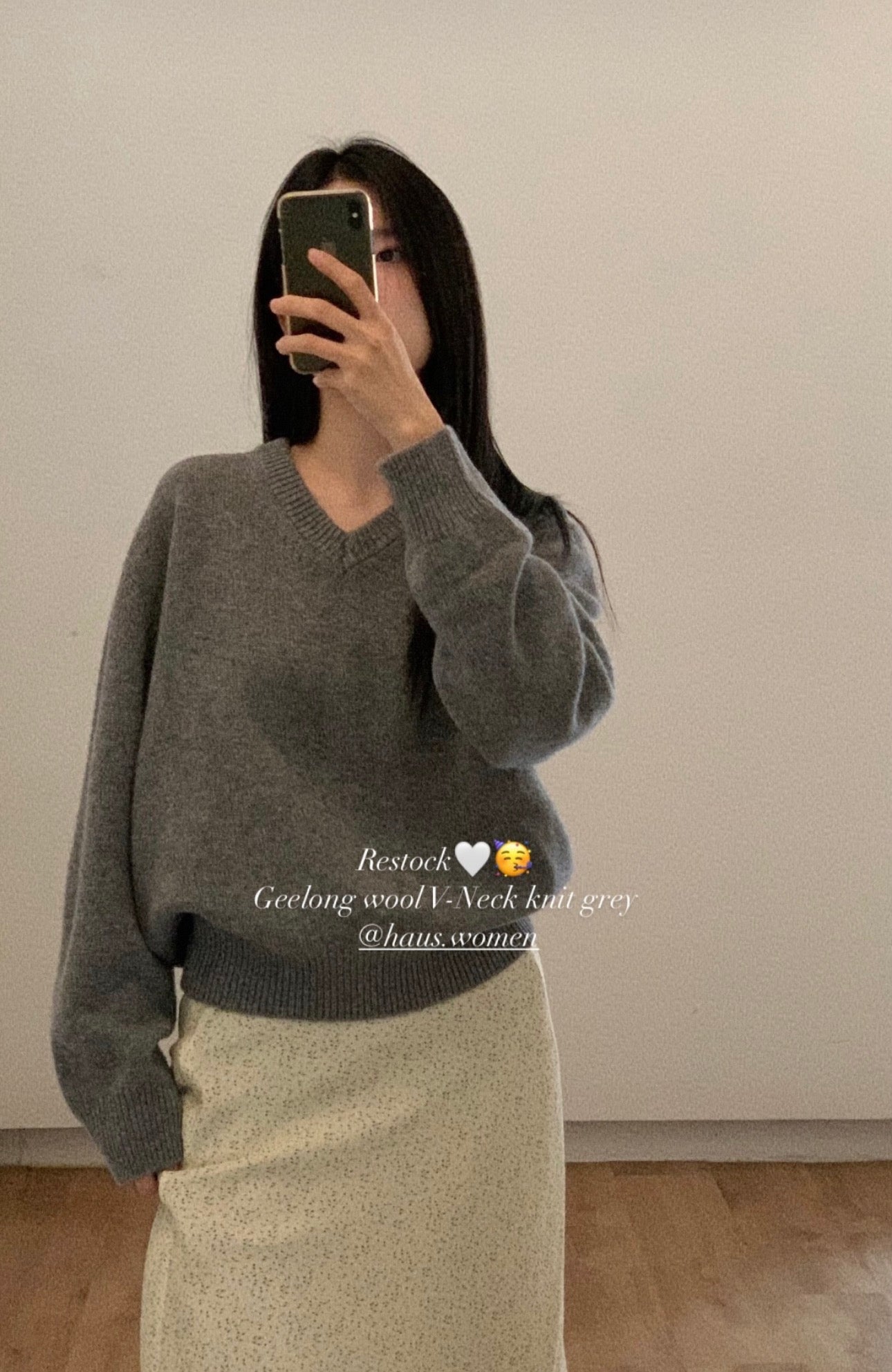 Haus geelong wool v-neck knit-4col