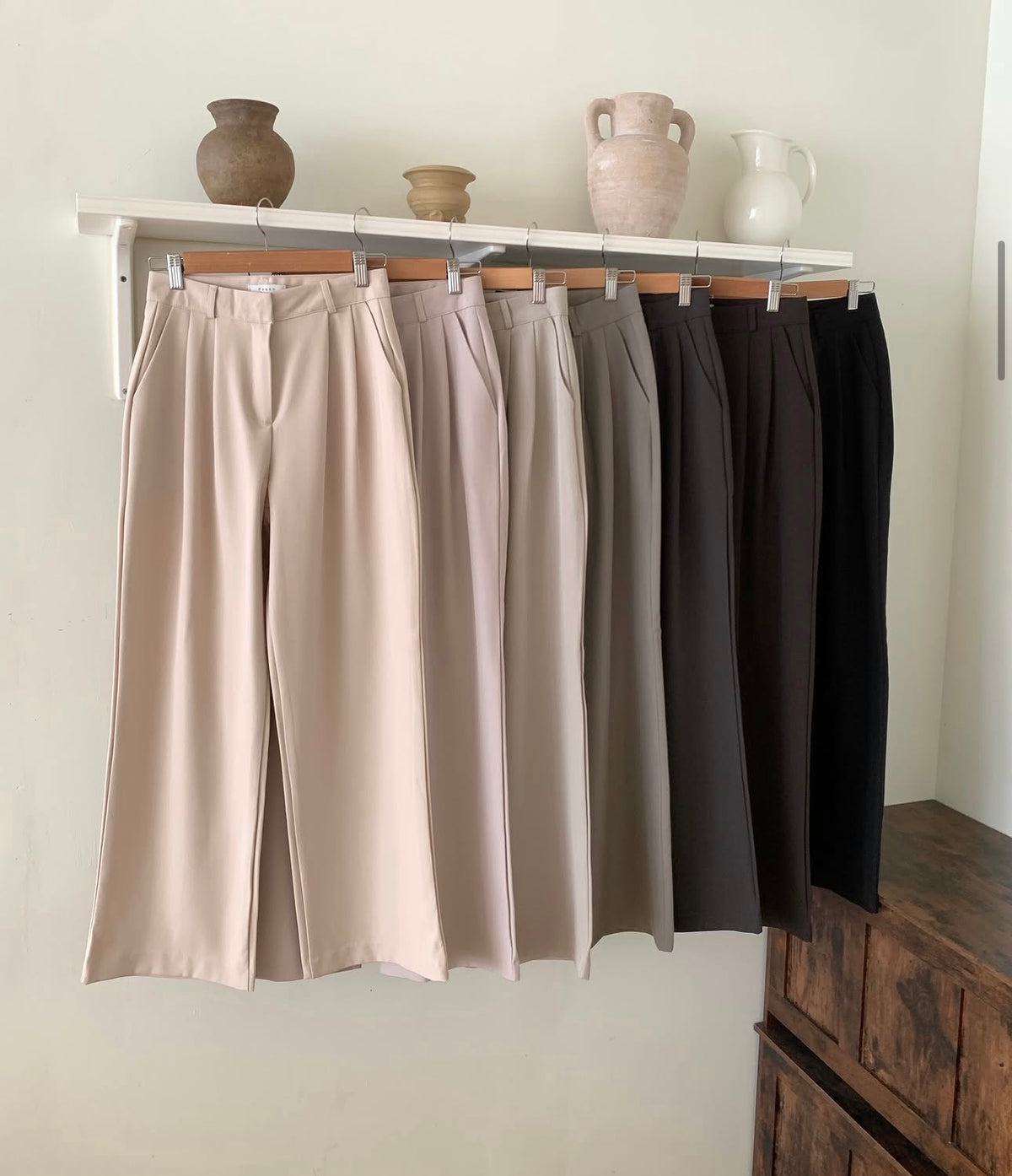 two-pin tuck wide slacks-7col/ショート丈あり