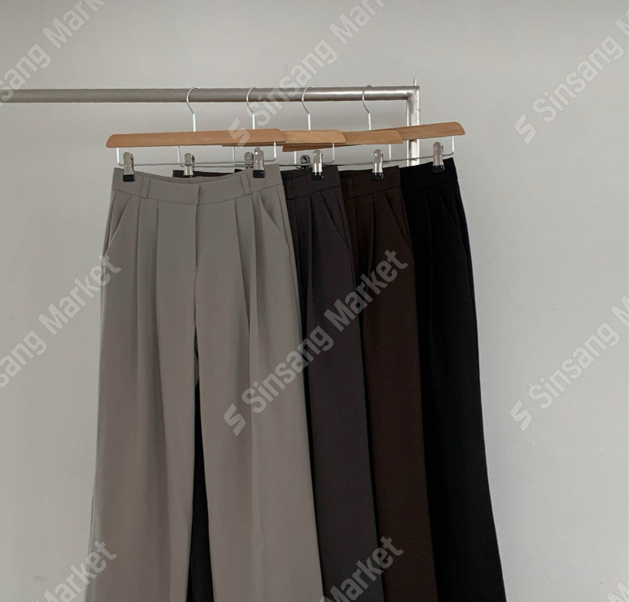Fw two-pin tuck wide slacks-5colショート丈あり