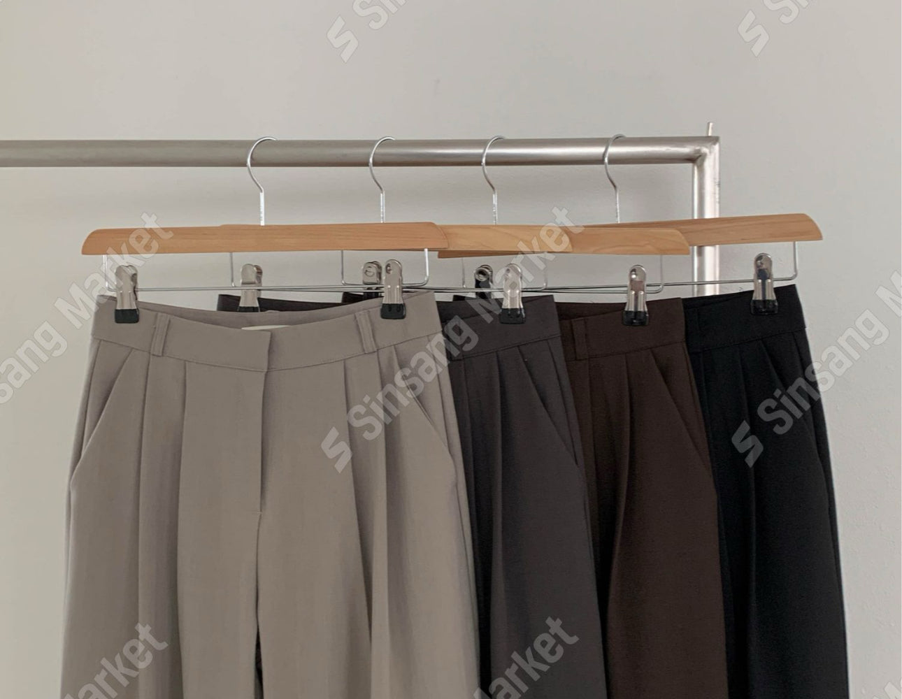 Fw two-pin tuck wide slacks-5colショート丈あり