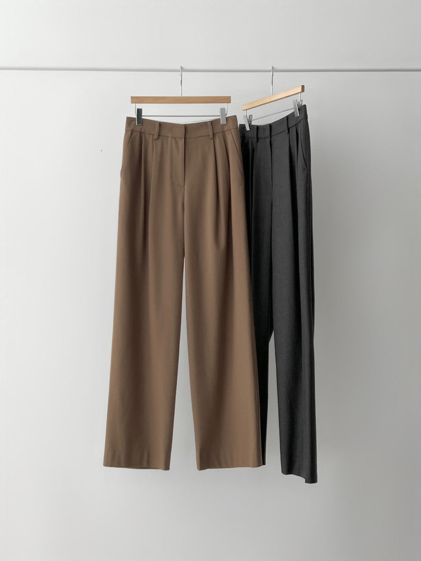 Ounce wool two-tuck slacks-2col