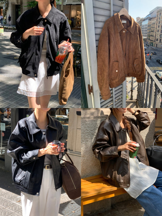 Alpha leather&suede jacket-2type