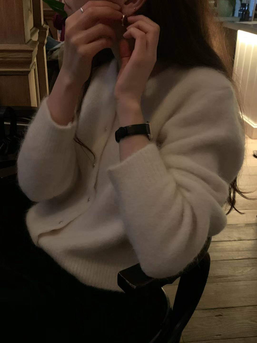 Ounce Lauren alpaca gold cardigan-2col