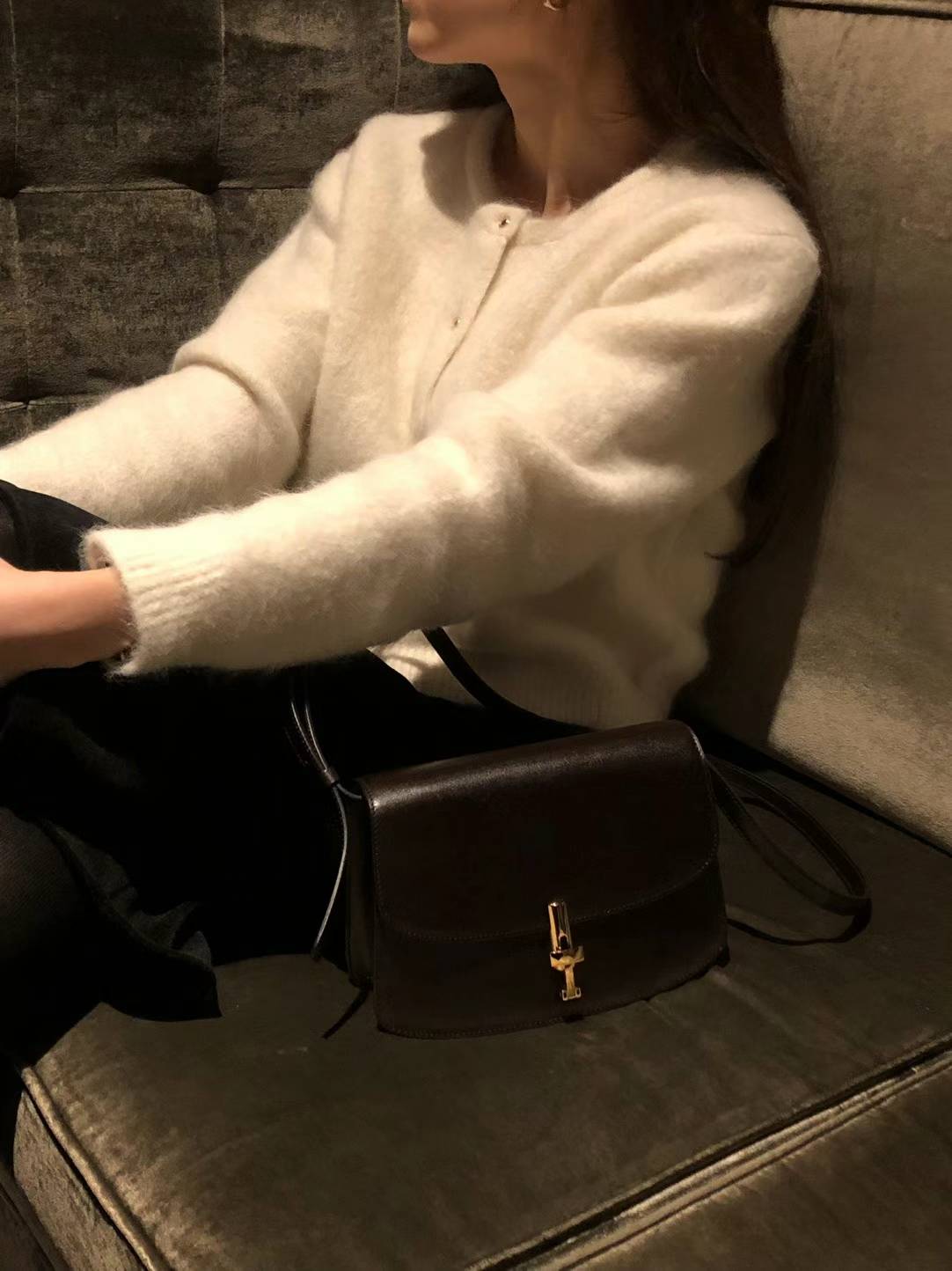 Ounce Lauren alpaca gold cardigan-2col