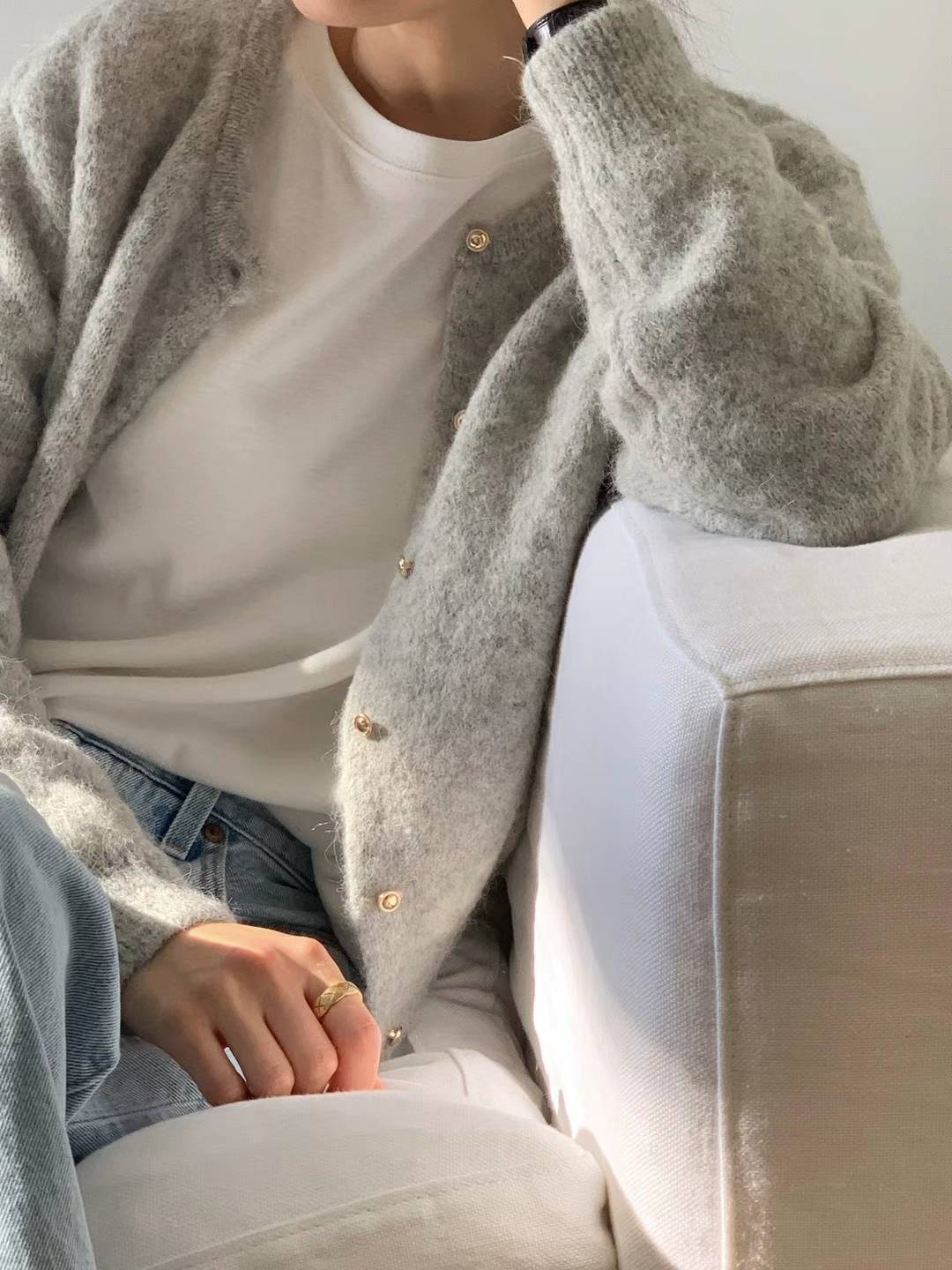 Ounce Lauren alpaca gold cardigan-2col