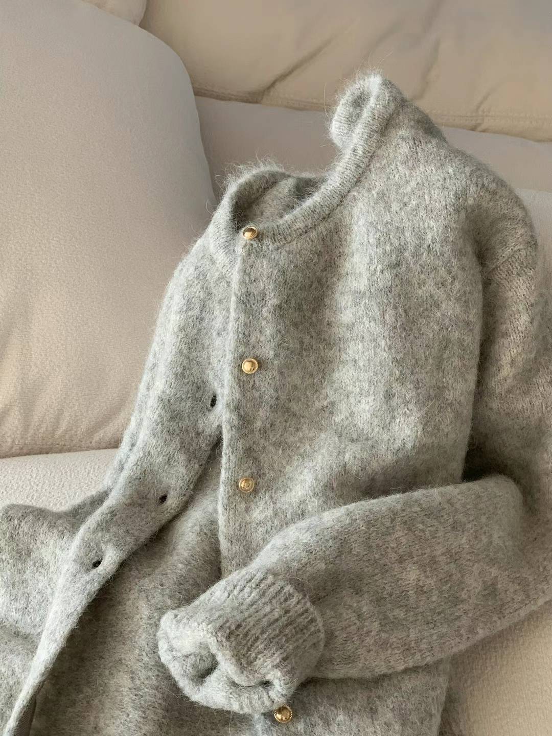 Ounce Lauren alpaca gold cardigan-2col