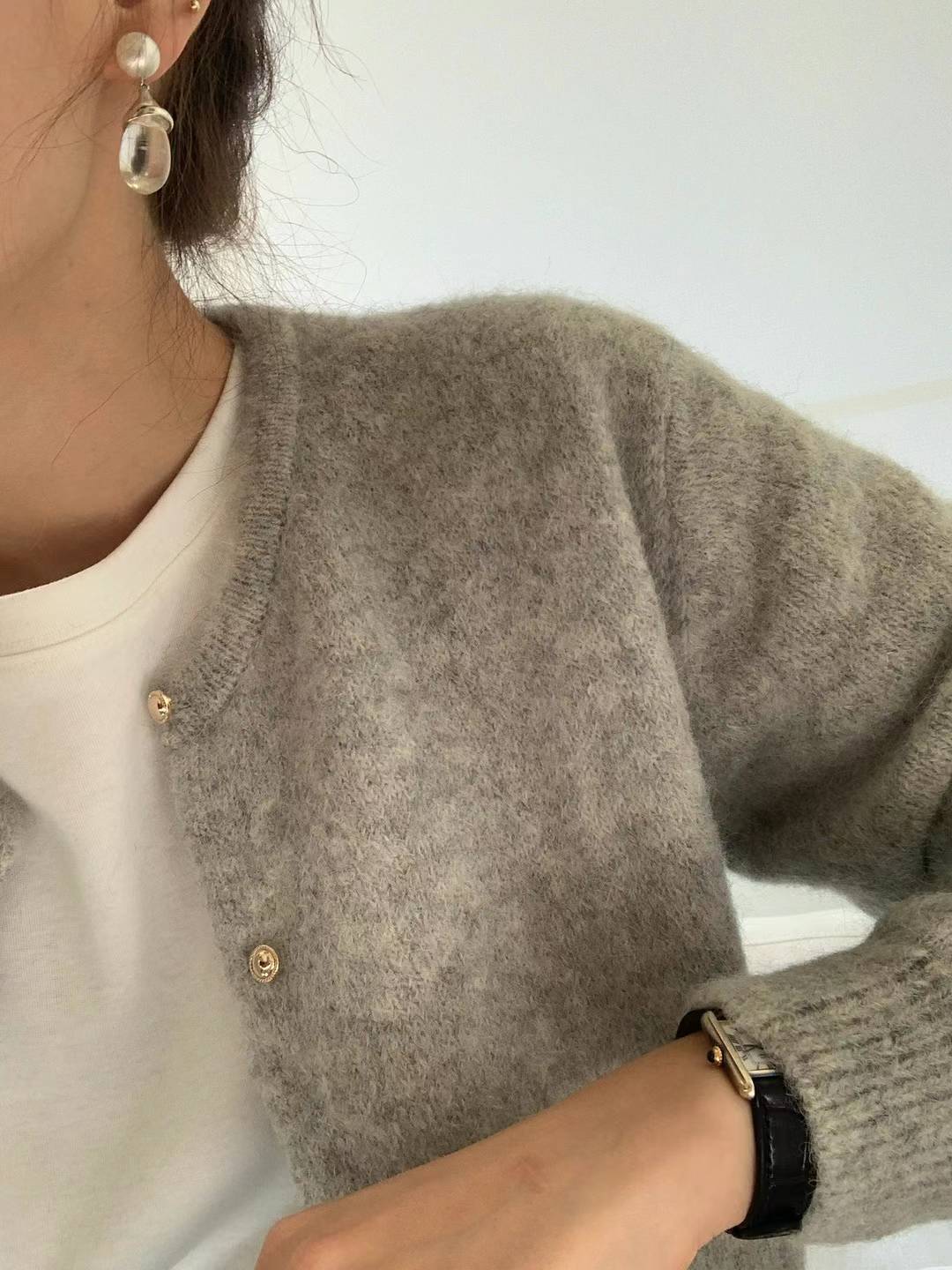 Ounce Lauren alpaca gold cardigan-2col