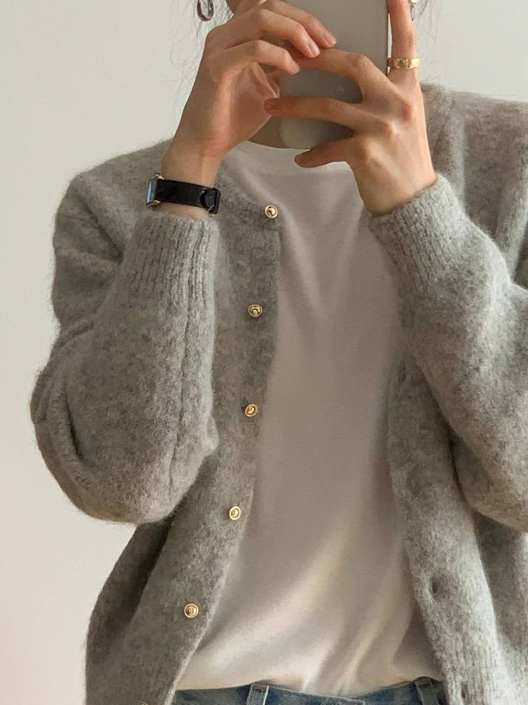 Ounce Lauren alpaca gold cardigan-2col