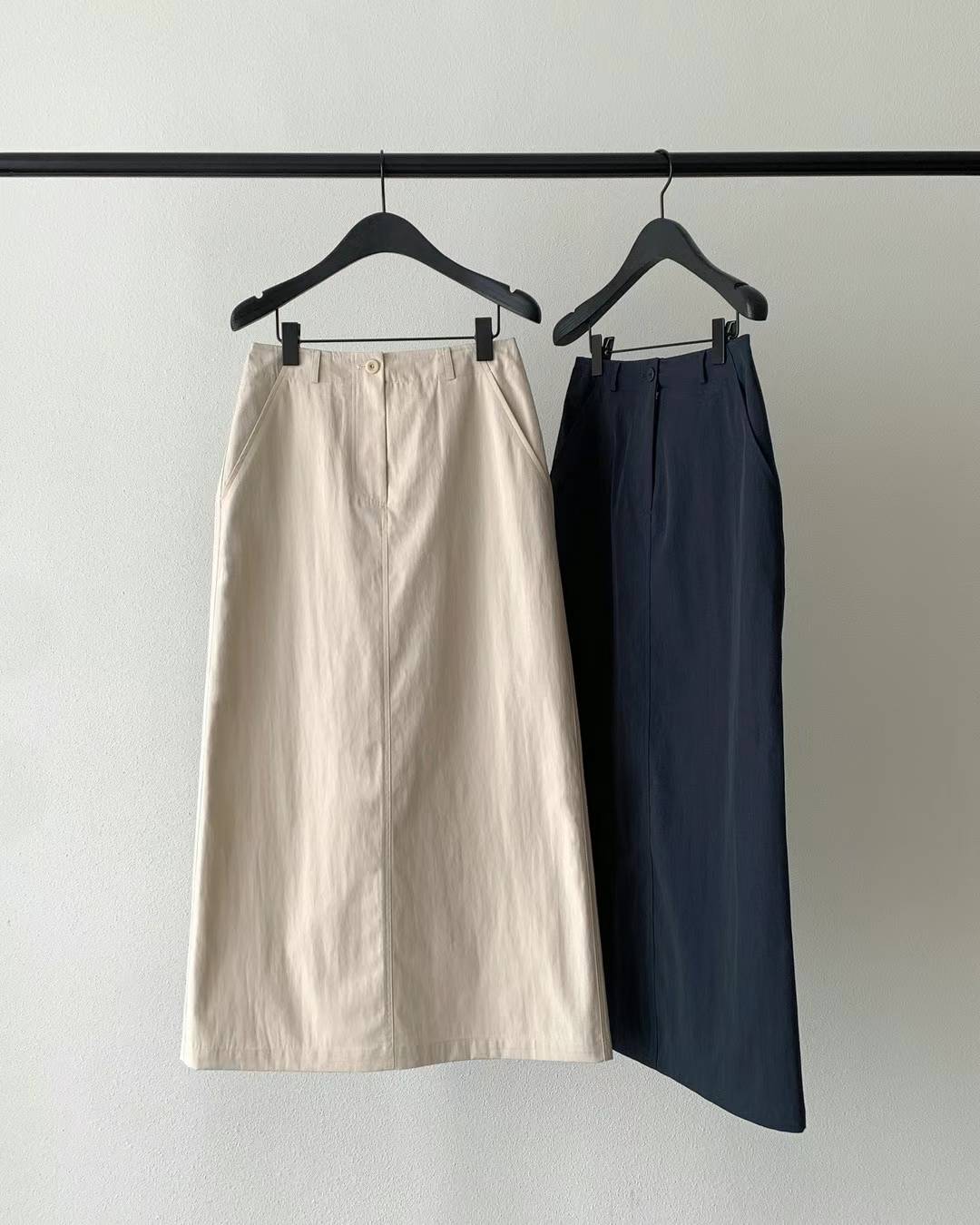 *Sale navy-s即納 Ounce garment maxi cotton skirt-2col