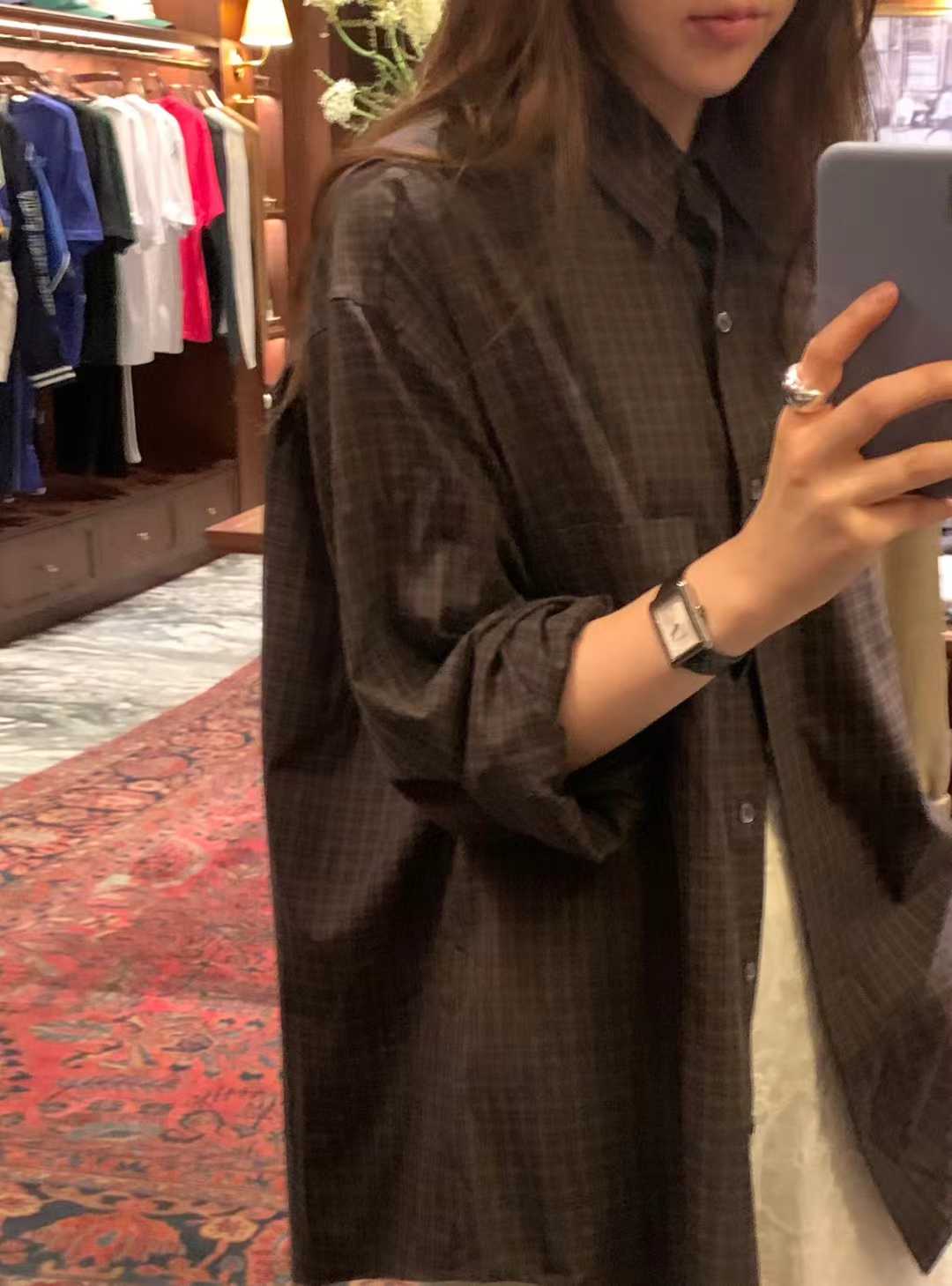 Ounce check pocket boxy shirt-2col