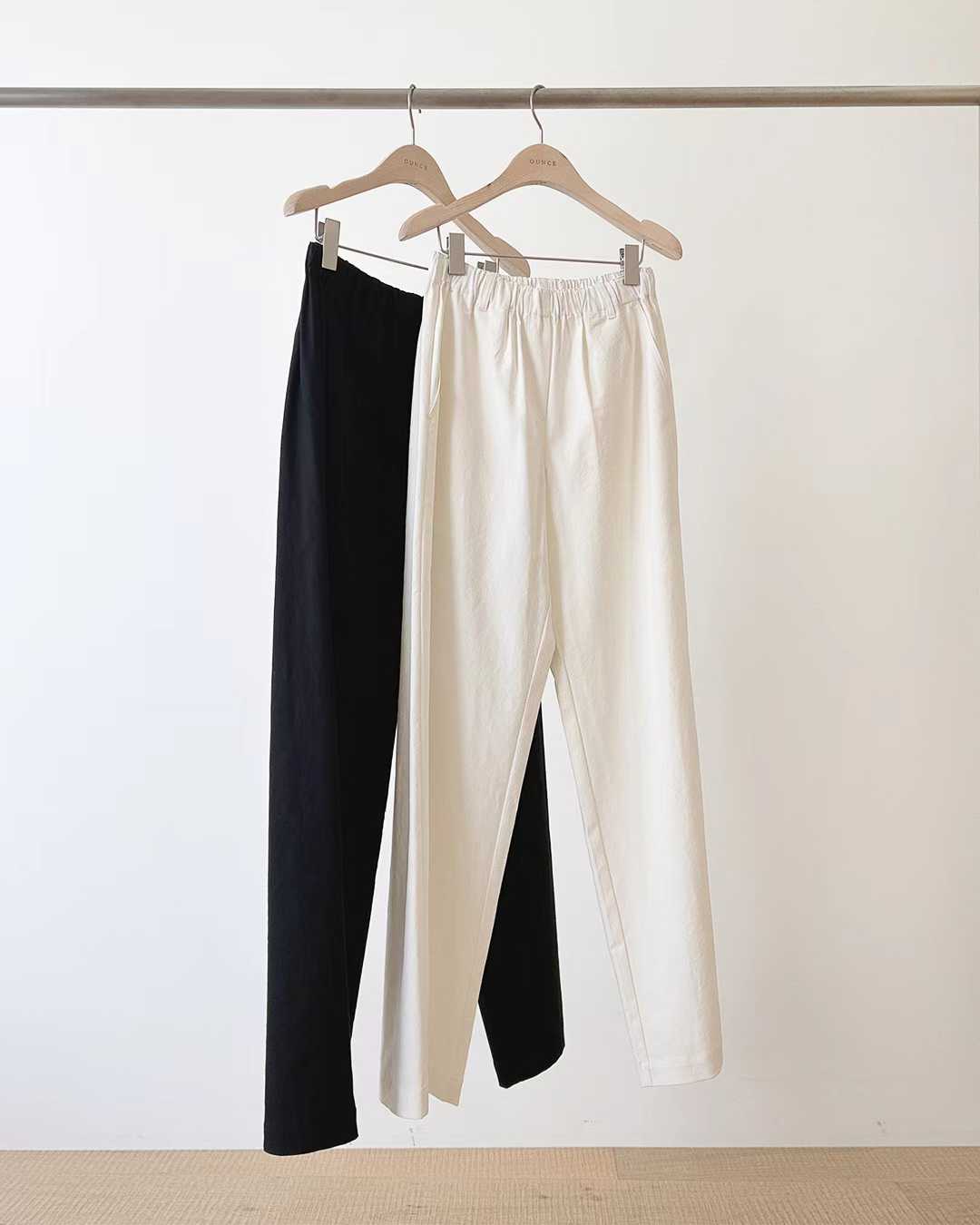Ounce wide banding cotton pants-2col