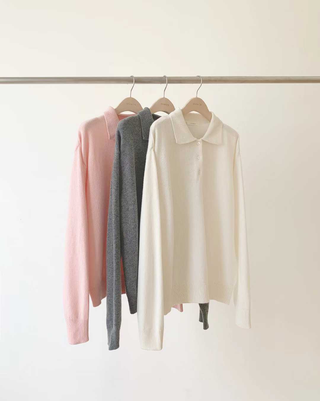 Ounce cashmere collar wholega knit-3col