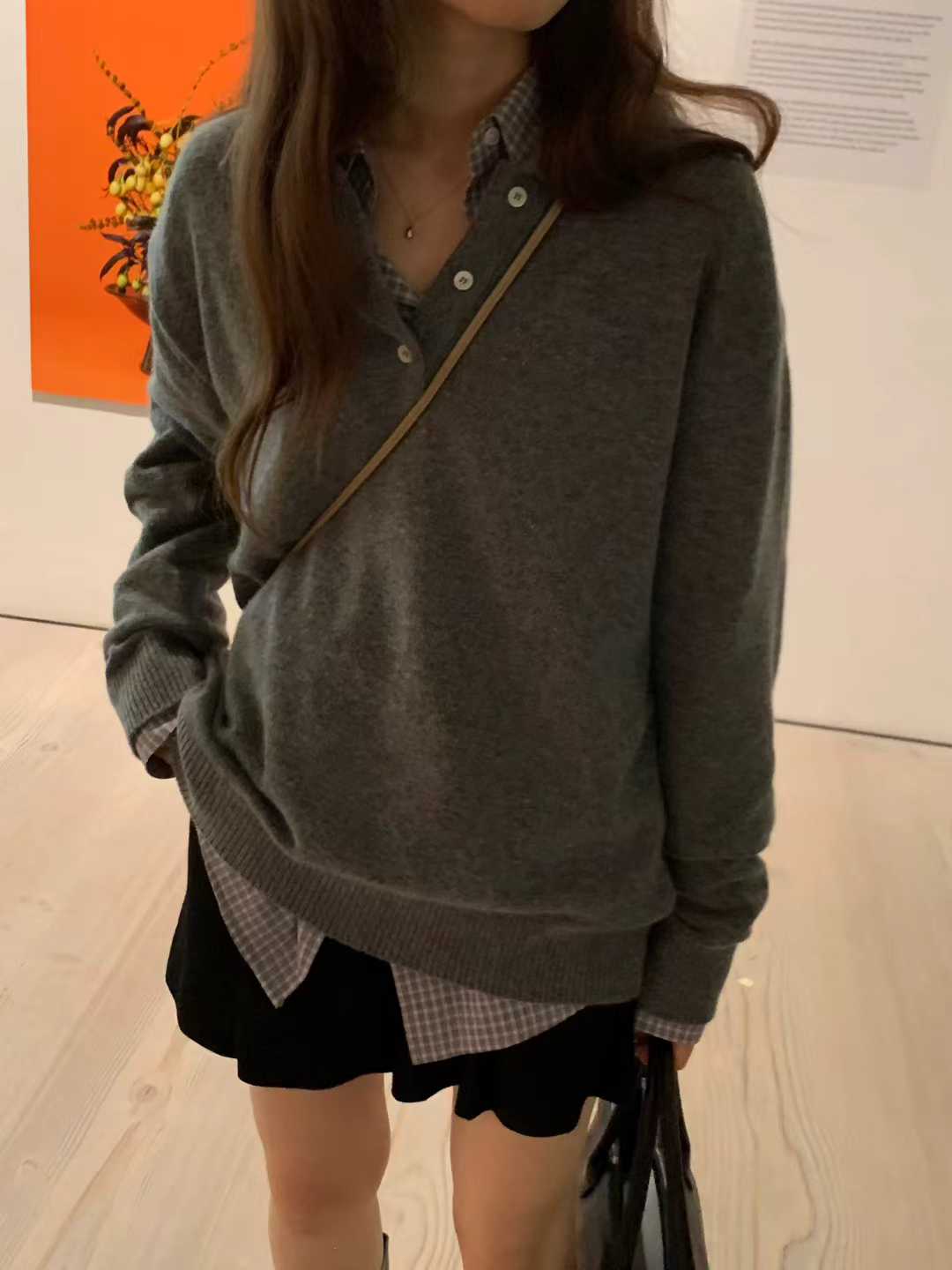 Ounce cashmere collar wholega knit-3col