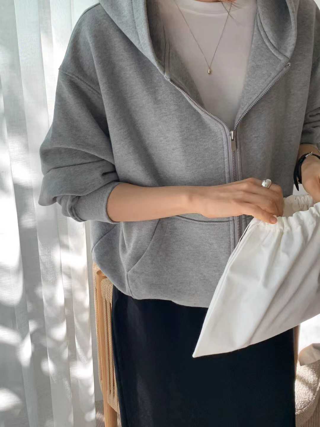 Ounce basic hood zip up-2col