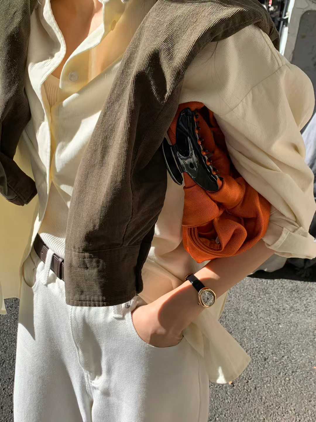 Ounce corduroy boxy shirt-2col