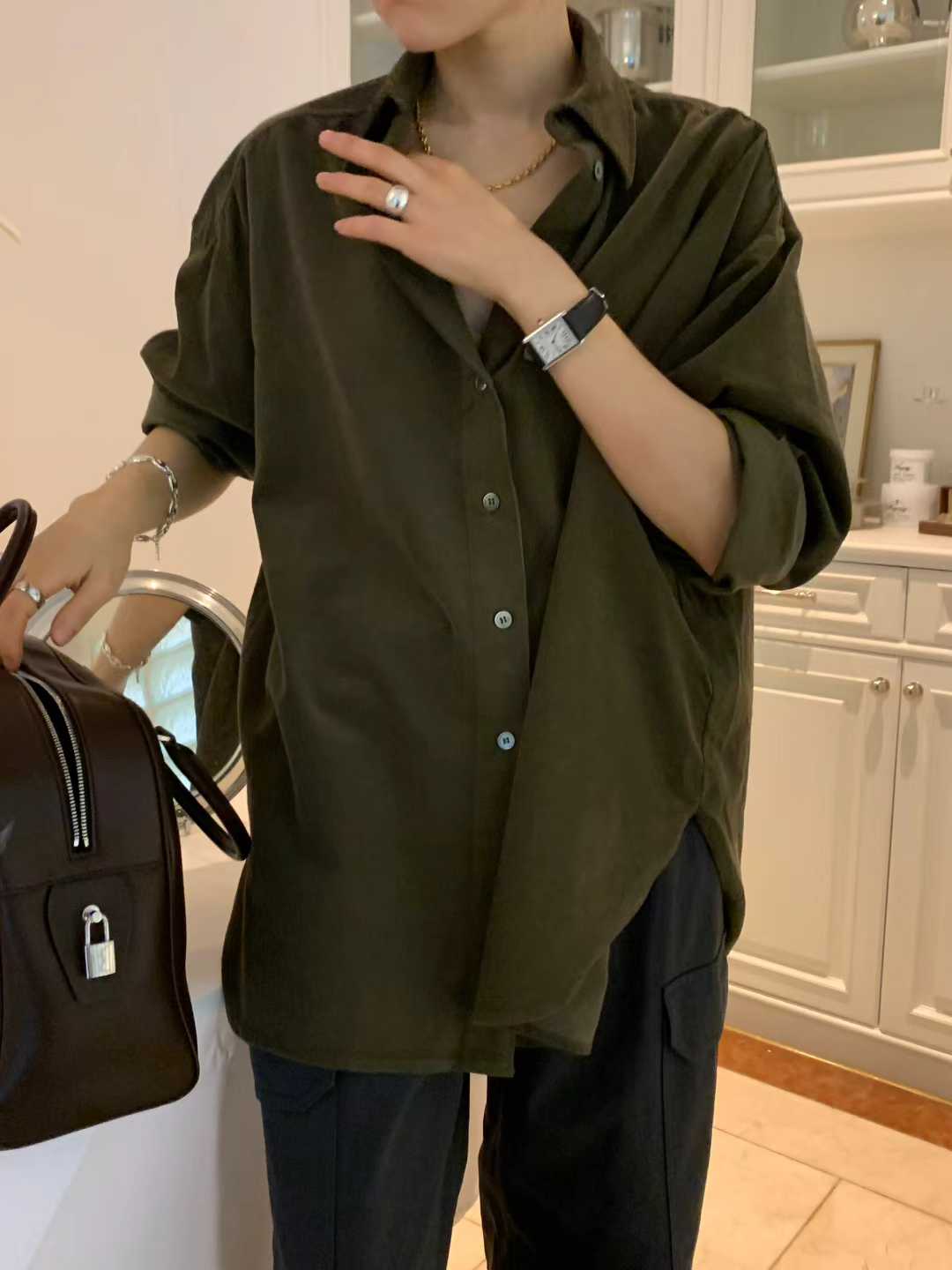 Ounce corduroy boxy shirt-2col