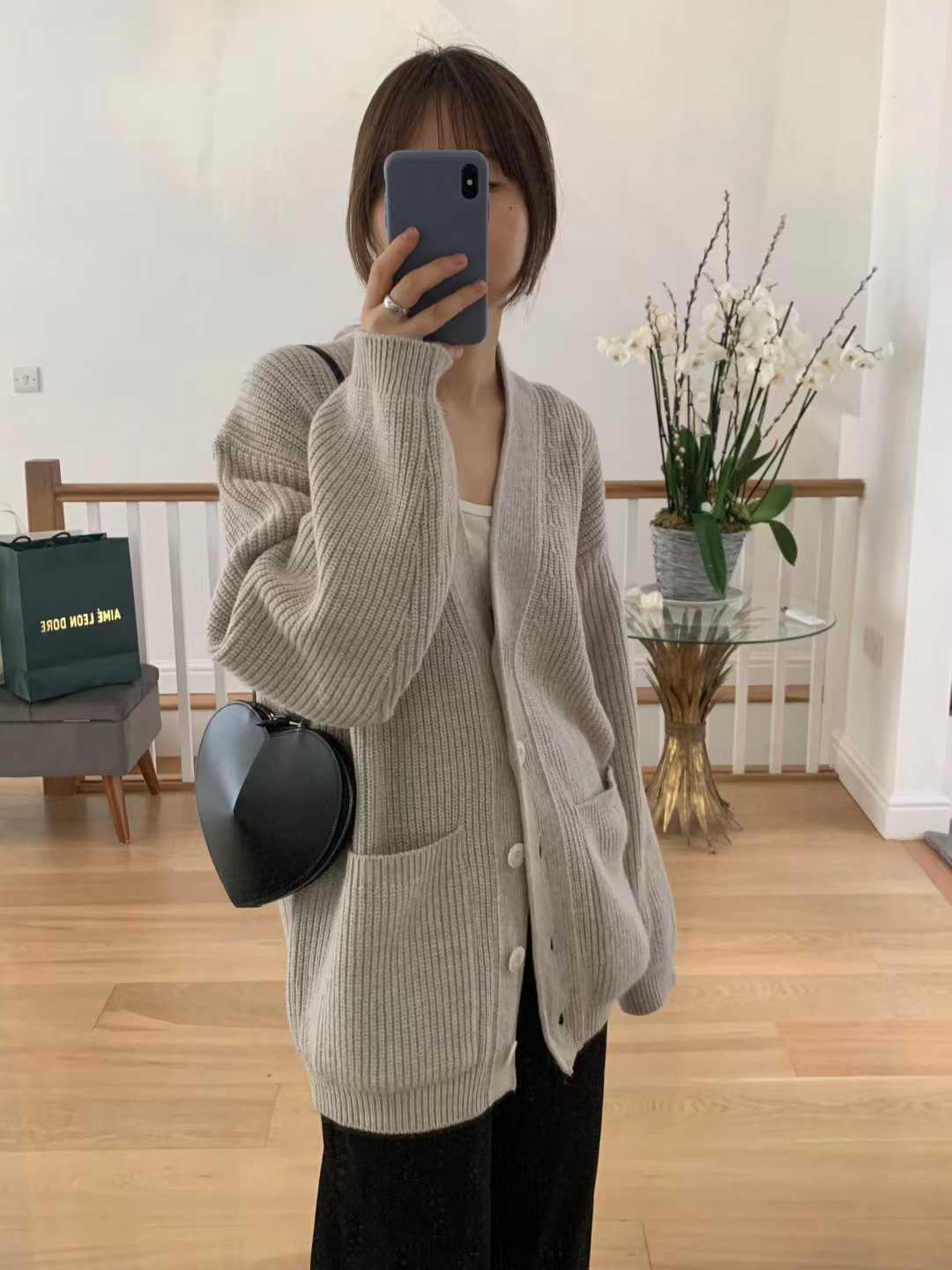 Ounce loose hachi cardigan-2col