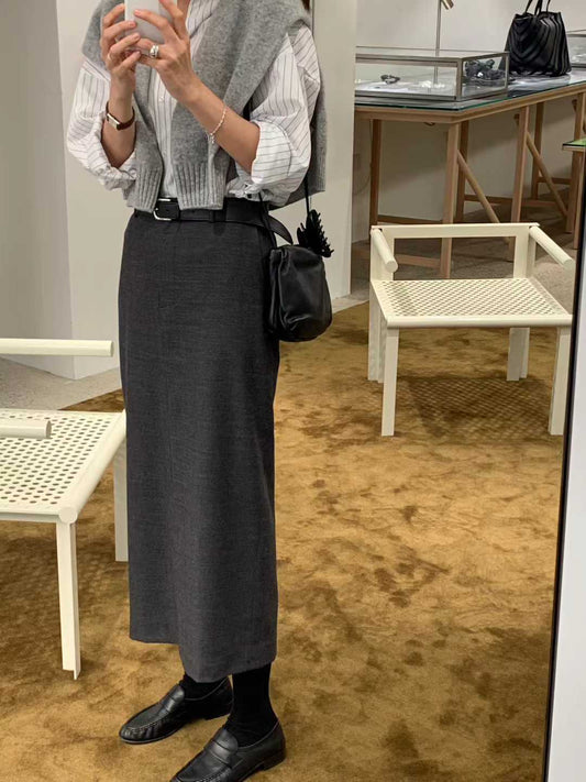 Ounce wool maxi skirt-2col