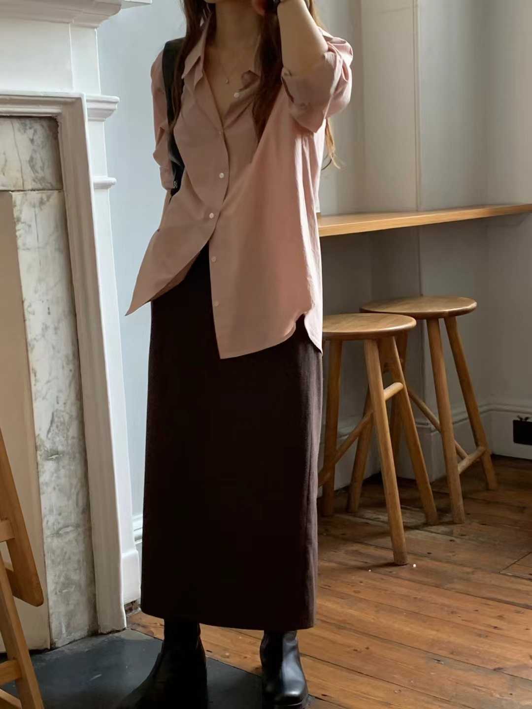 Ounce wool maxi skirt-2col
