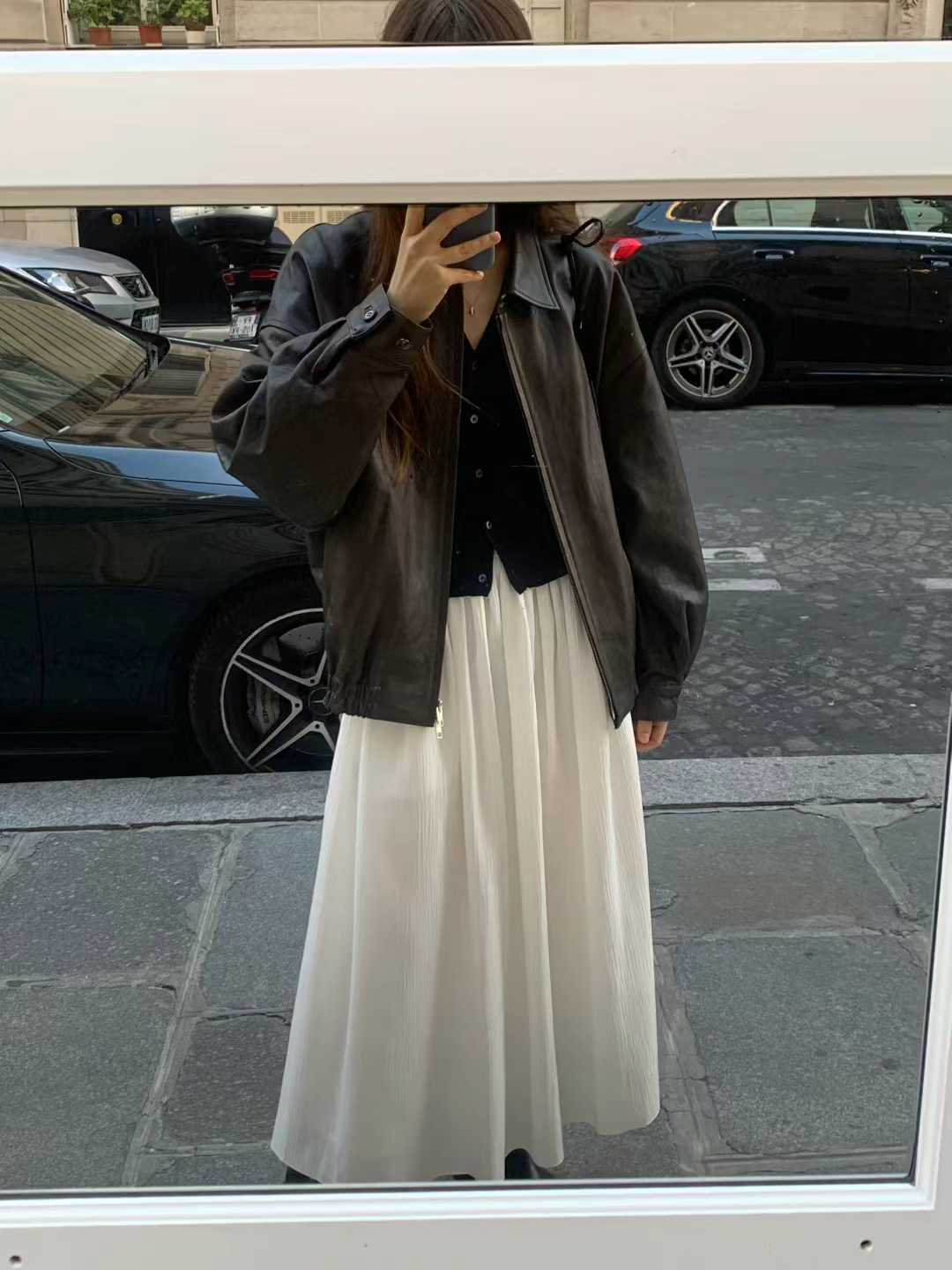 Ounce jacquard shirring skirt