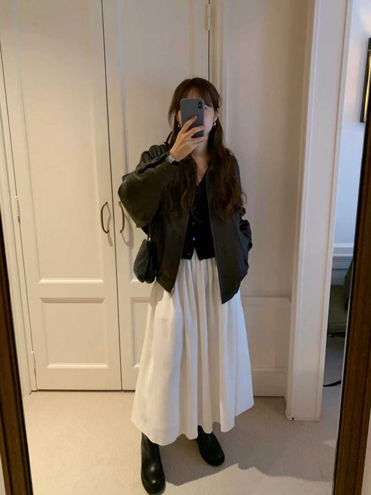 Ounce jacquard shirring skirt