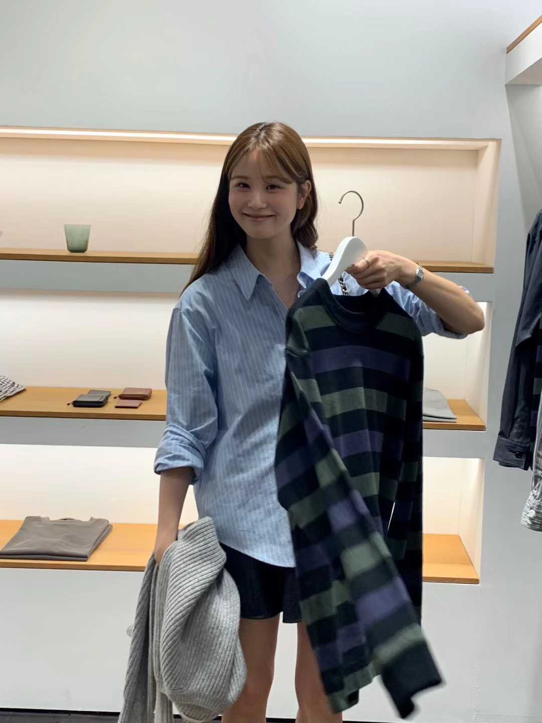 Ounce bloom oxford stripe shirt-2col