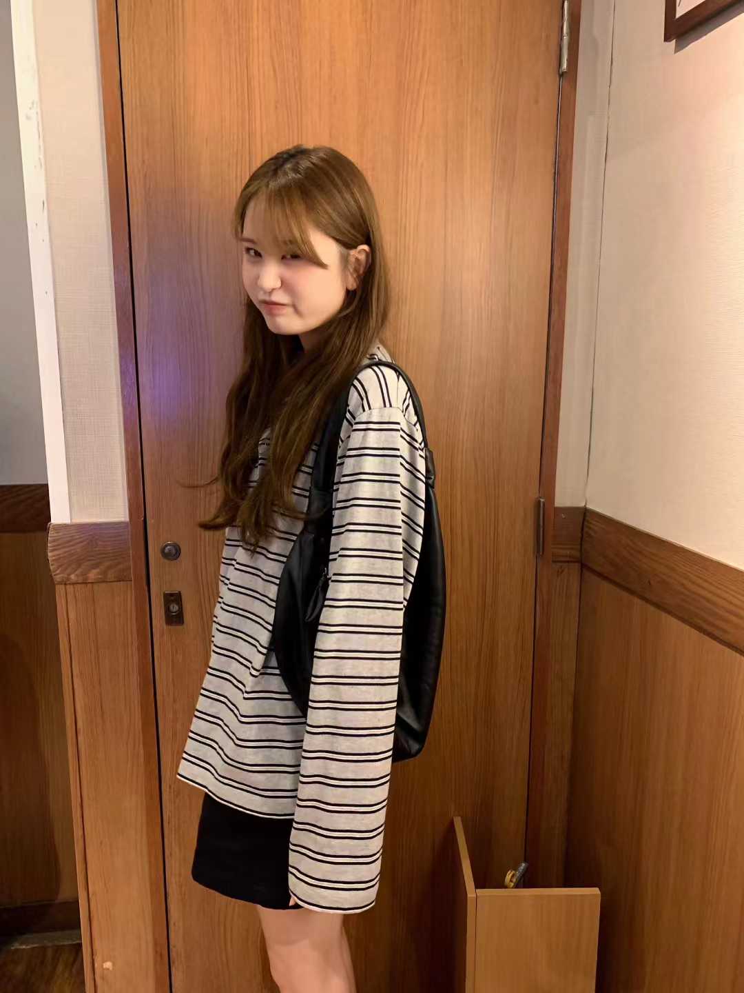 Ounce bon stripe collar T-2col